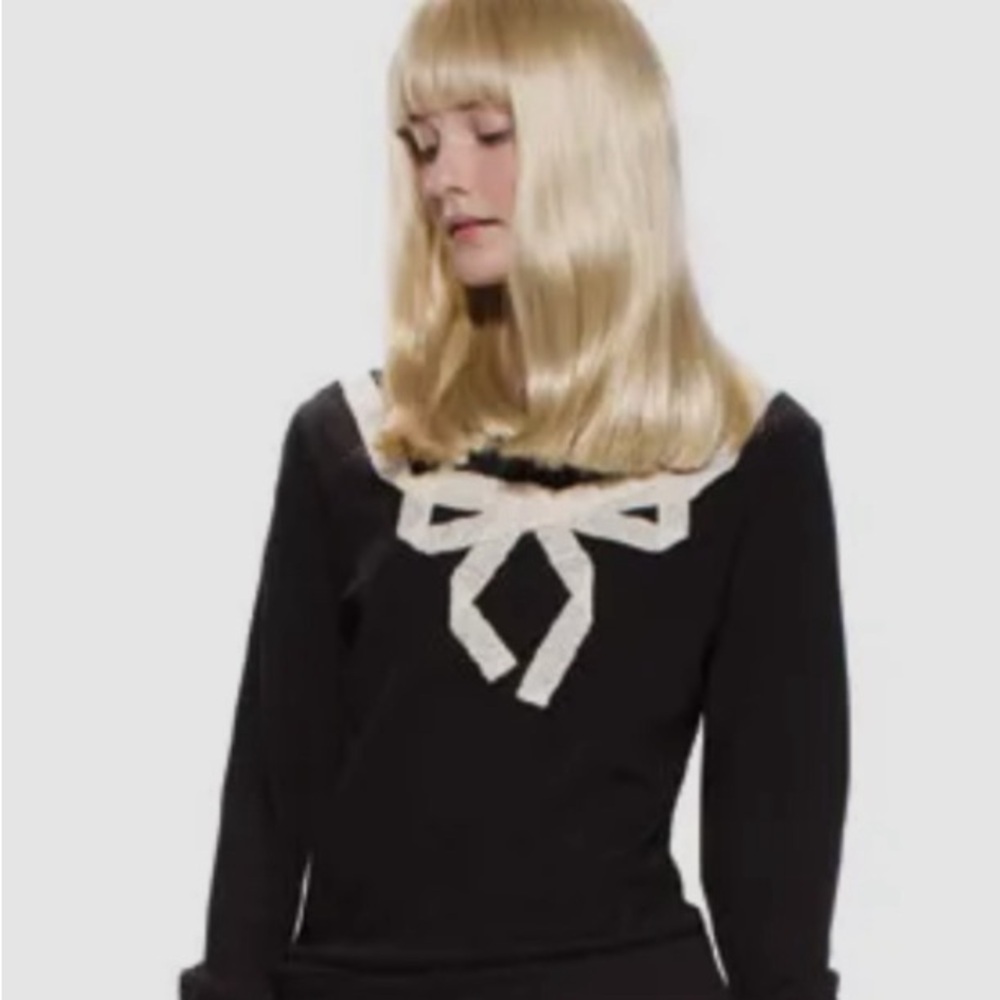 Erin Featherston for Target Long-Sleeve Tee with Velvet Bow in Black/White XL